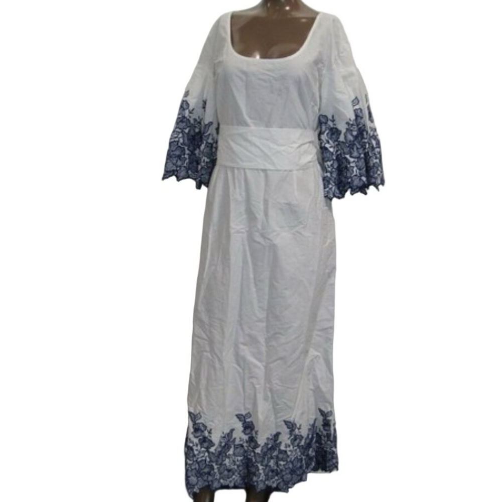 NEW LORETTA CAPONI “Elide” Dress – Blue Ibiscus – Women’s Large (US L)